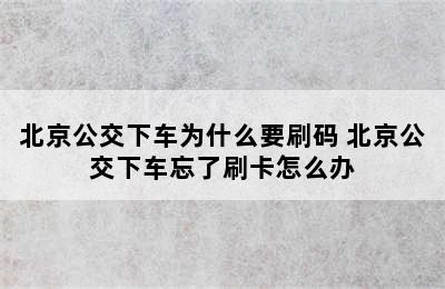 北京公交下车为什么要刷码 北京公交下车忘了刷卡怎么办